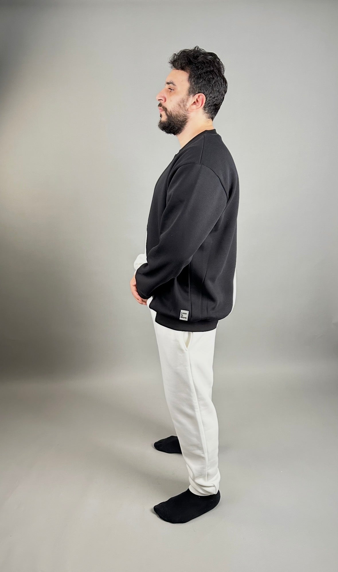 Oversized Black and white Crewneck track suit
